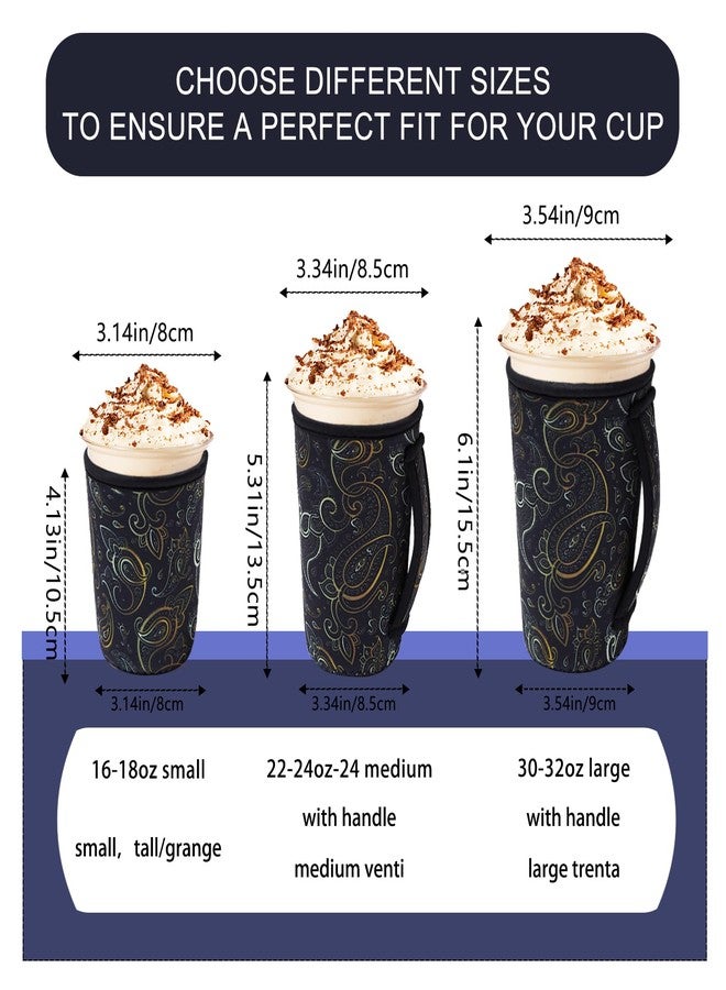 LLTDMEST 3 Piece Reusable Iced Coffee Sleeves Insulated Coffee Sleeves for 16-32 ounces of hot or cold coffee or iced beverages Compatible with Starbucks Dunkin Coffee cup and More (Paisley Print) - Image 5